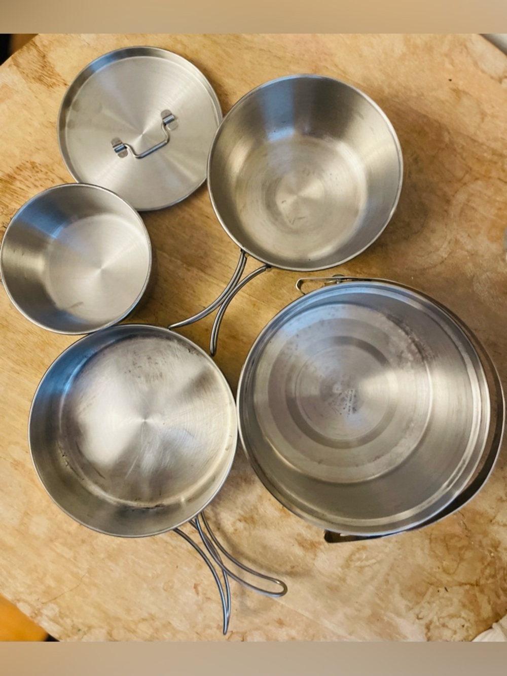 Vintage Coleman Peak 1 Stainless 5-Piece Outdoor Cooking Set / Camping Gear
